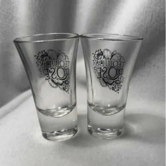Tequila Rose 3.5" Clear Glass Heavy Shot Glasses Set of 2 - Picture 5 of 9